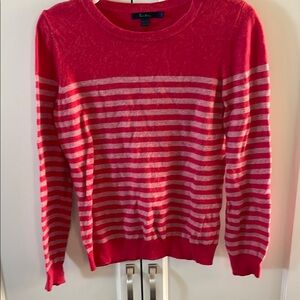 Boden Pink Crew Neck Sweater with Striped Design
